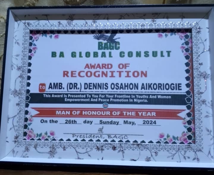 BAGC BA GLOBAL CONSULT Honors Dr. Dennis Osahon Aikoriogie as Man of Honor of the Year